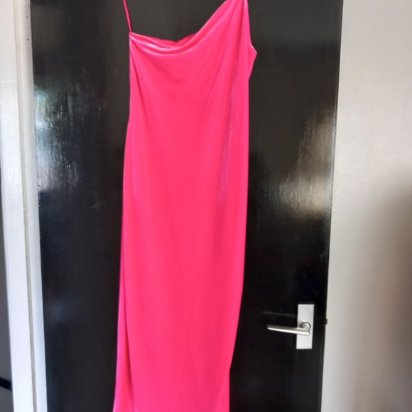 Pink midi pamela echevarria dress, velvet texture - Picture 2 of 9